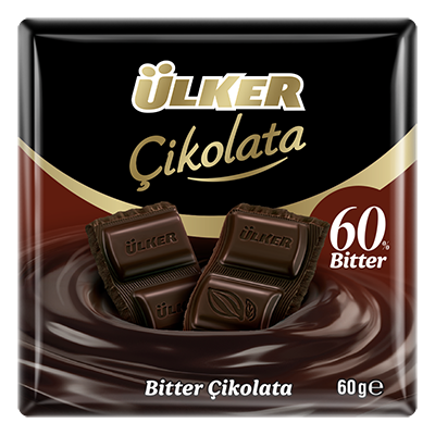 ÜLKER ÇİKOLATA BİTTER %60 KARE 60 GR.