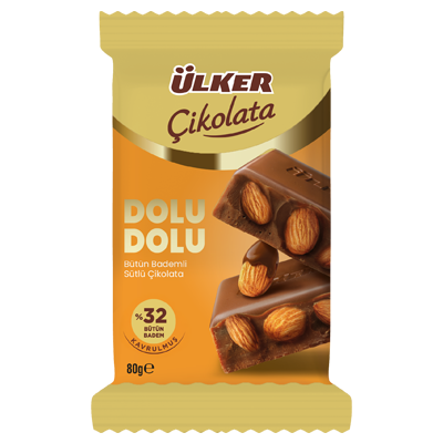 ÜLKER ÇİKOLATA DOLU DOLU BADEM 80 GR.