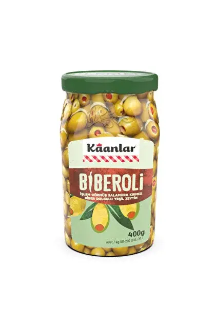 KAANLAR BİBERLİ YEŞİL ZEYTİN 400 ML.