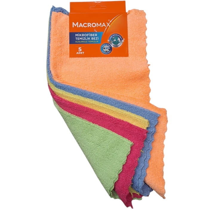 MACROMAX MİKROFİBER TEMİZLİK BEZİ 5 Lİ AÇIK
