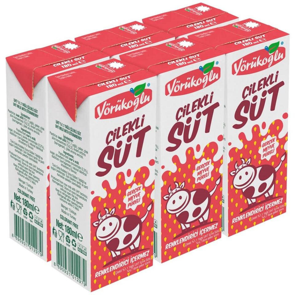 YÖRÜKOĞLU SÜT MEYVELİ 6X180 ML.ÇİLEKLİ